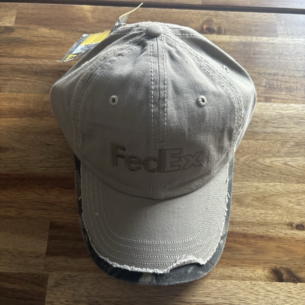 FedEx Camouflage Hat Realtree Cap Adjustable ONE SIZE Outdoor Nature Beige NWT